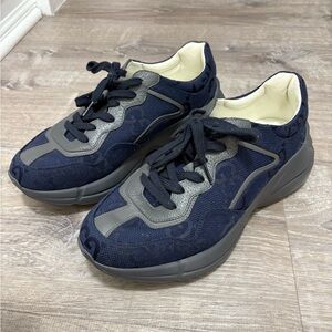 Gucci Men's Dark Blue and Gray Sneakers